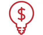 Lightbulb icon with a "$" in the middle.