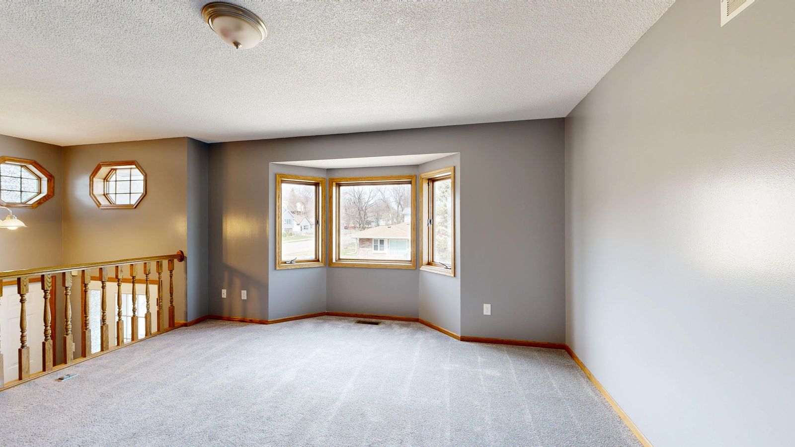 Bay window with insulated glass in a residential living room
