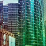 Commercial security window film protects the glass on Florida office towers