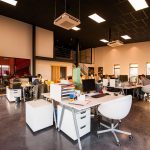 Bright Sarasota commercial office with large windows after commercial window film energy savings upgrade