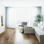 Realistic 3D render illustration of a modern living room.